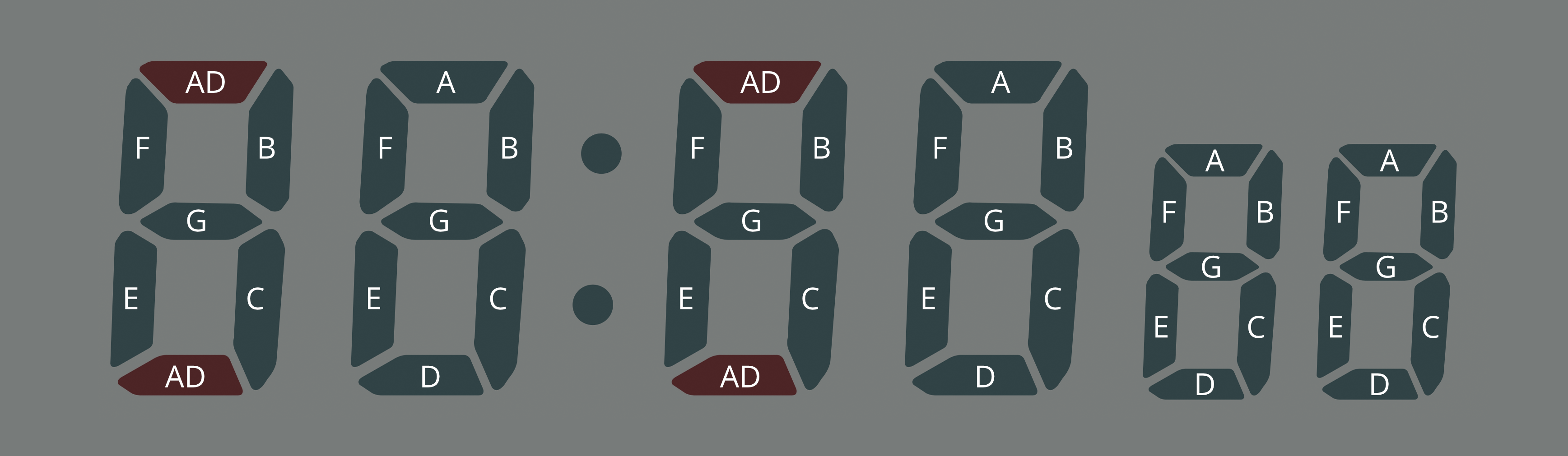 TODO: The shared segments on the clock display