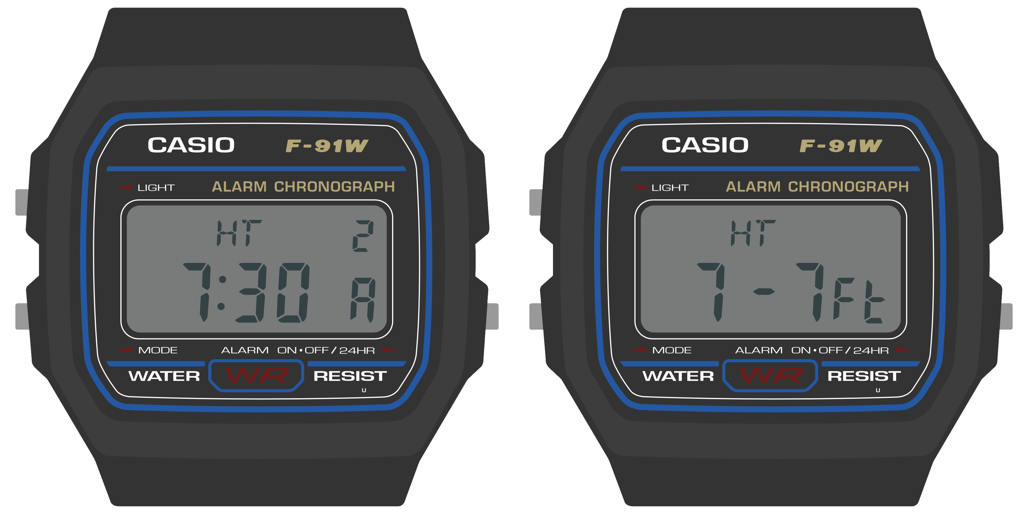 Rendering: two screens of a tide prediction app, showing the high tide of 7.7 feet at 7:30 AM